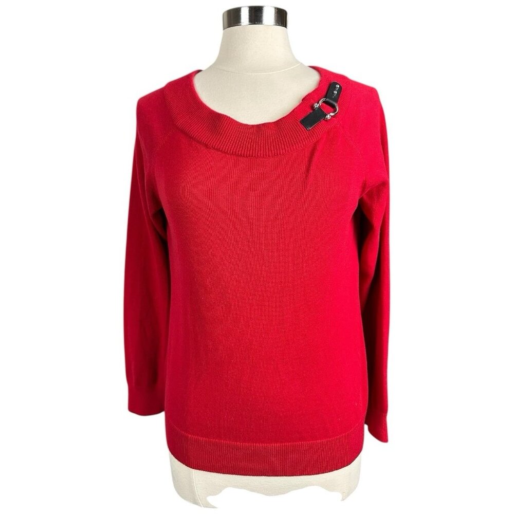 Ralph Lauren Polo Sweater Womens Large L Red equestrian cotton preppy classic